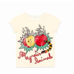 NWT Gucci Kids Apple Printed T-shirt In Beige Size 12